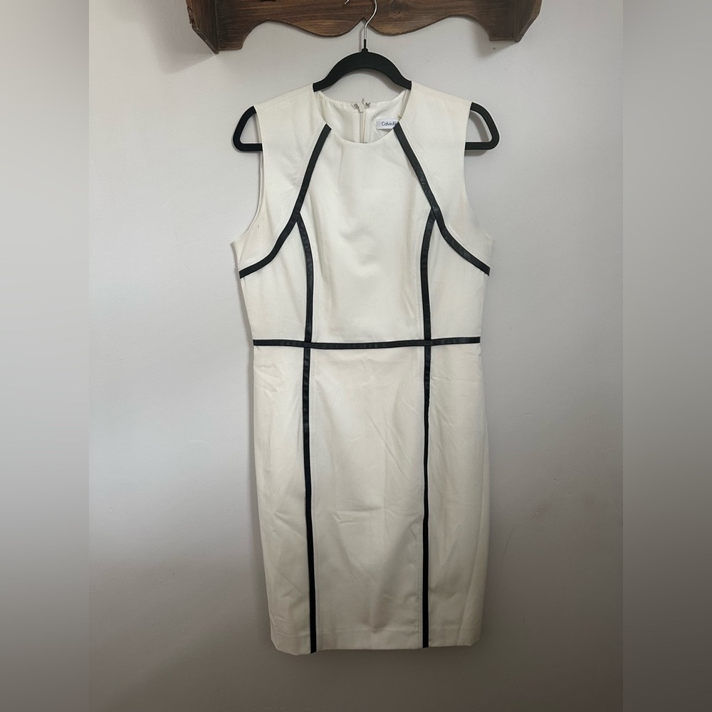 Calvin Klein Cream Dress with Black Trim